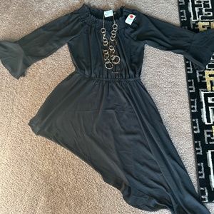 High low one side angle dress shear